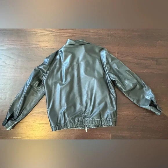 Robert Comstock Leather Bomber Jacket LAMB SKIN Black Size Large